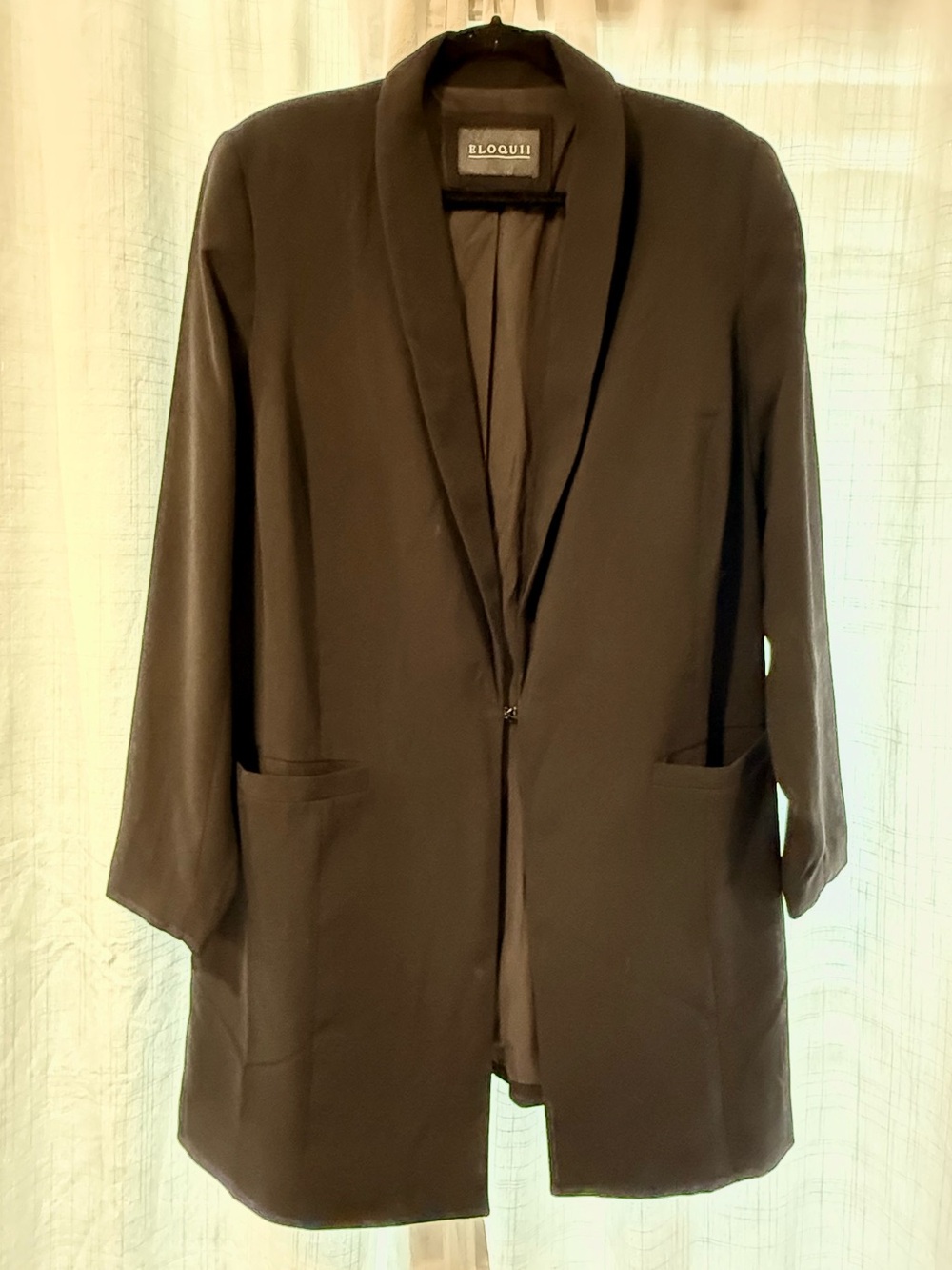 ELOQUII Black Long Shawl Collar Blazer Longline Business Formal size 16
